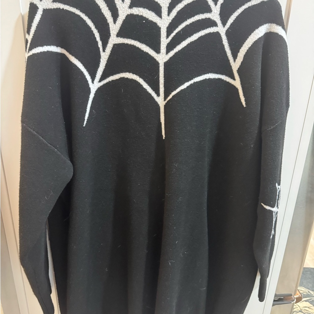 Torrid Black Cardigan with White Web Design - Picture 5 of 5